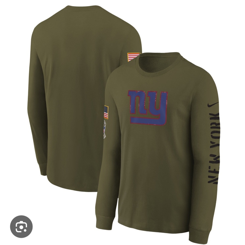 NFL New York Giants Nike Olive Green Salute To Service Team Logo Long Sleeve Tee